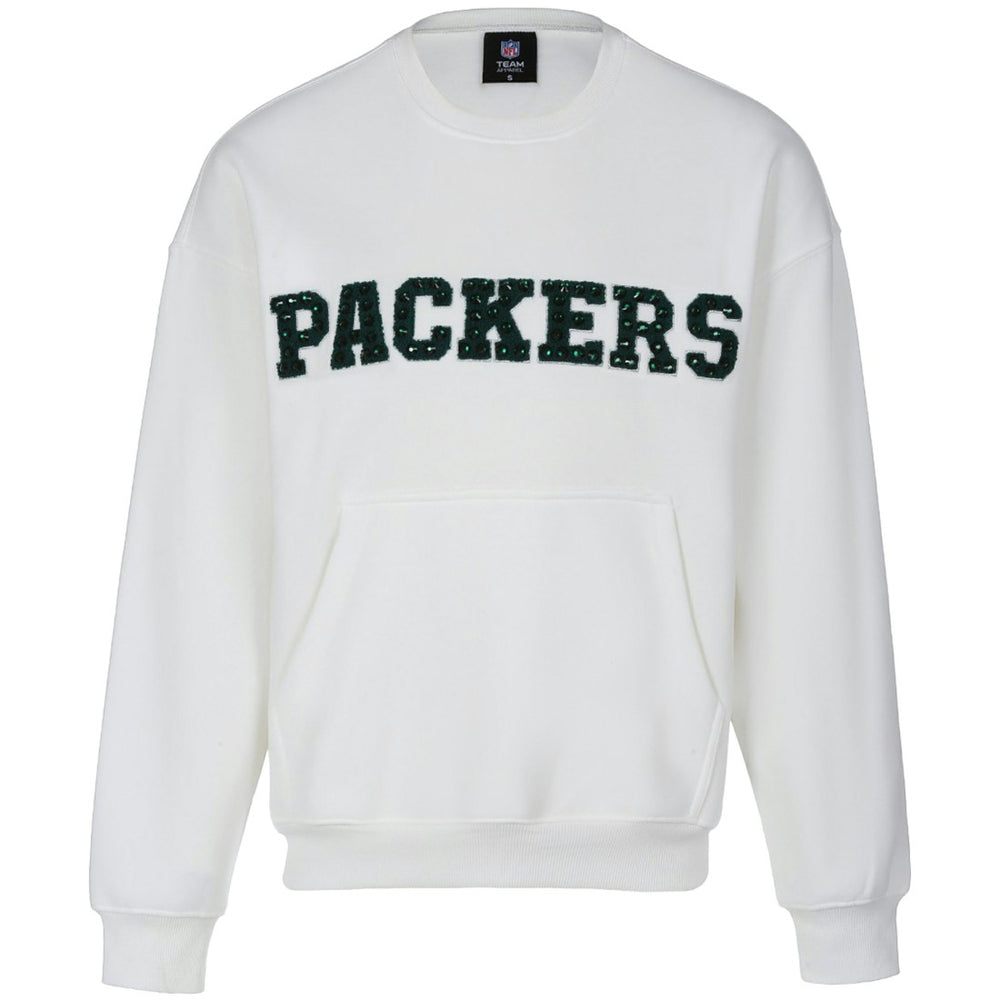 Green Bay Packers Cuce Women's Chenille Jeweled Sweatshirt - White online
