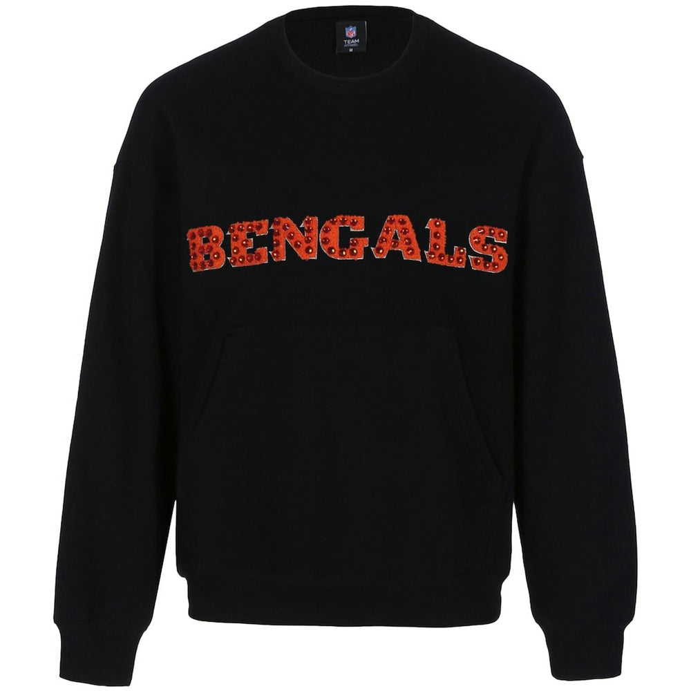 Cincinnati Bengals Cuce Women's Chenille Jeweled Sweatshirt - Black outlet