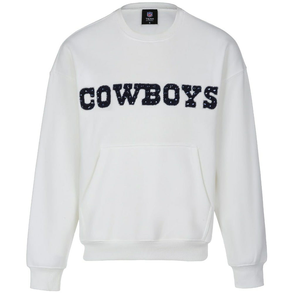 Dallas Cowboys Cuce Women's Chenille Jeweled Sweatshirt - White on sale