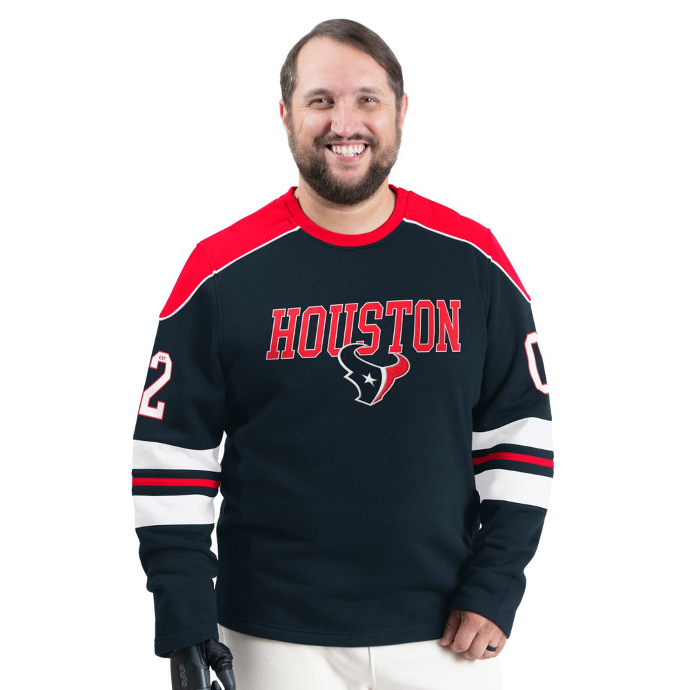 Houston Texans G-III Sports by Carl Banks Adaptive Lord Stanley Crewneck Sweatshirt - Navy for sale