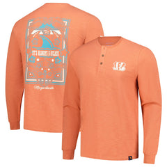 Cincinnati Bengals Margaritaville Five O'Clock Henley Long Sleeve T-Shirt - Coral for sale