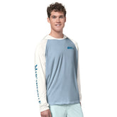 Seattle Seahawks Margaritaville Sand, Sea, Sunsets Long-Sleeve Rashguard Hoodie Pullover -Light Blue/Cream for sale