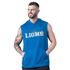 Detroit Lions MSX by Michael Strahan Tri-Blend Rebound Sleeveless Hoodie - Blue discount