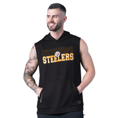 Pittsburgh Steelers MSX by Michael Strahan Tri-Blend Rebound Sleeveless Hoodie - Black sale