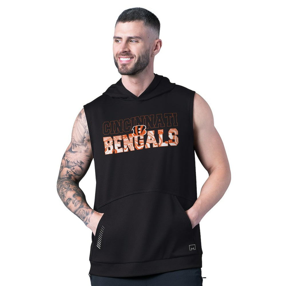 Cincinnati Bengals MSX by Michael Strahan Tri-Blend Rebound Sleeveless Hoodie - Black sale