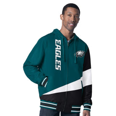 Philadelphia Eagles G-III Sports by Carl Banks Dual Threat Reversable Full-Zip Hooded Jacket - Midnight Green/Charcoal on sale