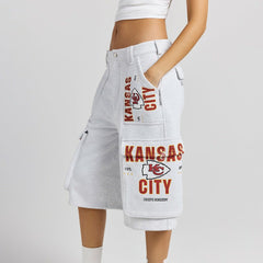Kansas City Chiefs Off Season x NFL Women's Fleece Cargo Shorts - Heather Gray outlet