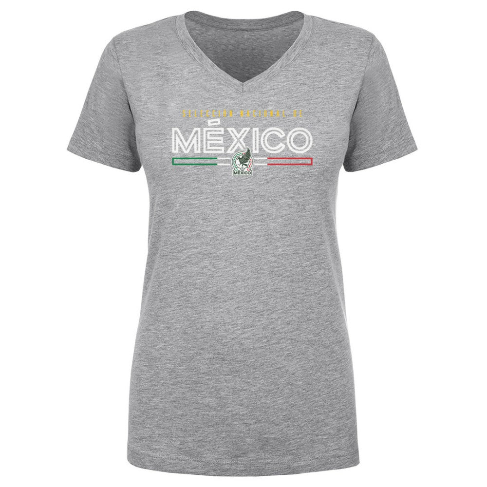 Mexico National Team 500 Level Women's Inline V-Neck T-Shirt for sale - Heather Gray