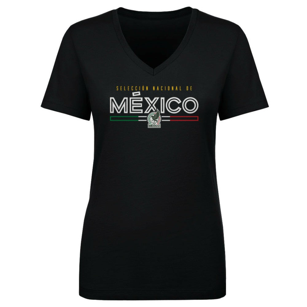 Mexico National Team 500 Level Women's Inline V-Neck T-Shirt for sale - Black