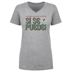 Mexico National Team 500 Level Women's Si Se Puede Inline Bold V-Neck T-Shirt - Heather Gray sale