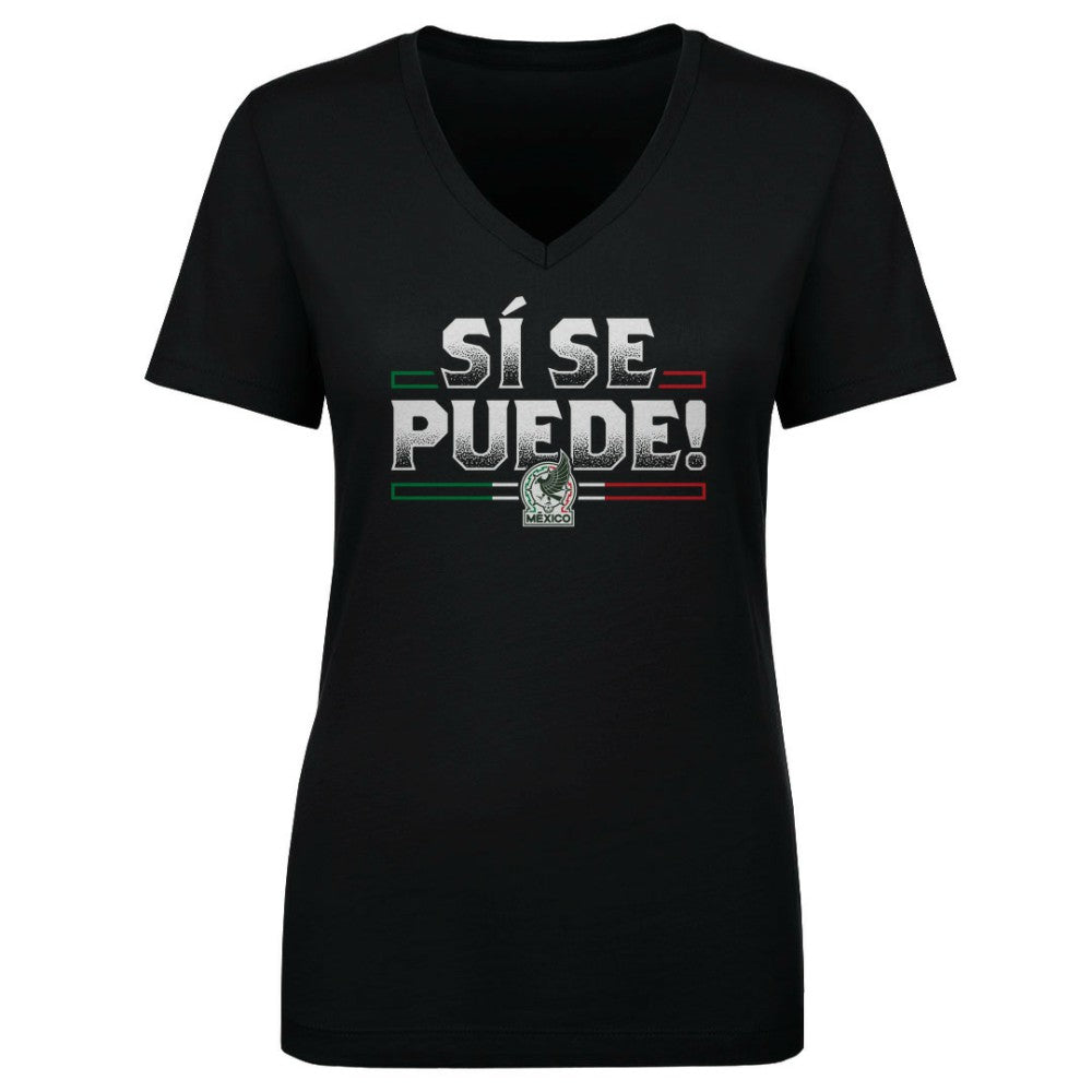 Mexico National Team 500 Level Women's Si Se Puede V-Neck T-Shirt for sale - Black