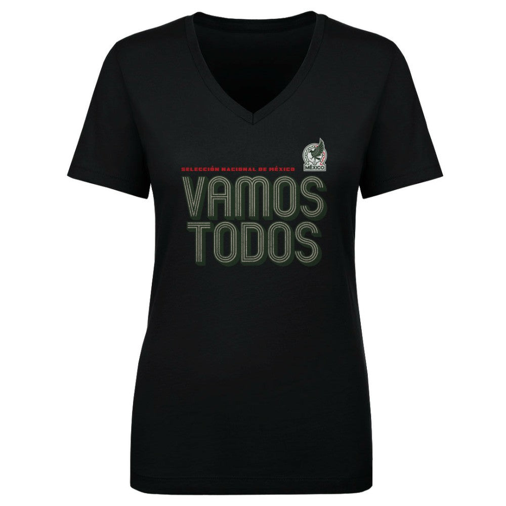 Mexico National Team 500 Level Women's Vamos Todos Inline Bold V-Neck T-Shirt - Black sale