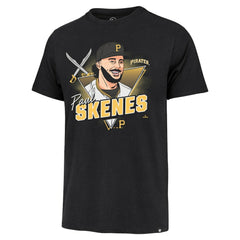 Paul Skenes Pittsburgh Pirates Player Caricature Franklin T-Shirt Black