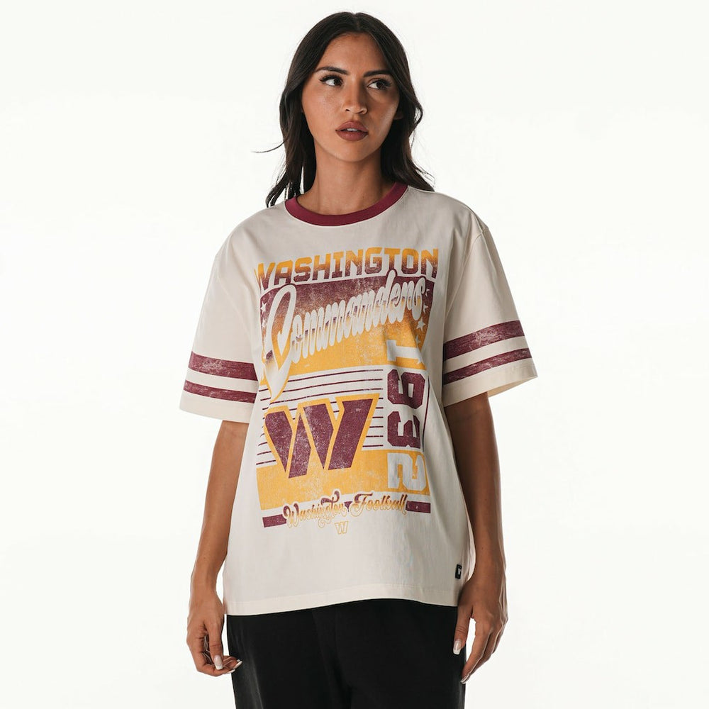 Washington Commanders The Wild Collective Women's Vintage Drop Shoulder Oversized Boyfriend T-Shirt - Cream on sale