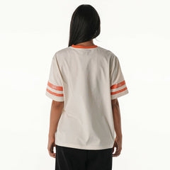 Cleveland Browns The Wild Collective Women's Vintage Drop Shoulder Oversized Boyfriend T-Shirt - Cream on sale