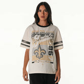 New Orleans Saints The Wild Collective Women's Vintage Drop Shoulder Oversized Boyfriend T-Shirt - Cream discount