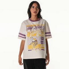 Minnesota Vikings The Wild Collective Women's Vintage Drop Shoulder Oversized Boyfriend T-Shirt - Cream discount