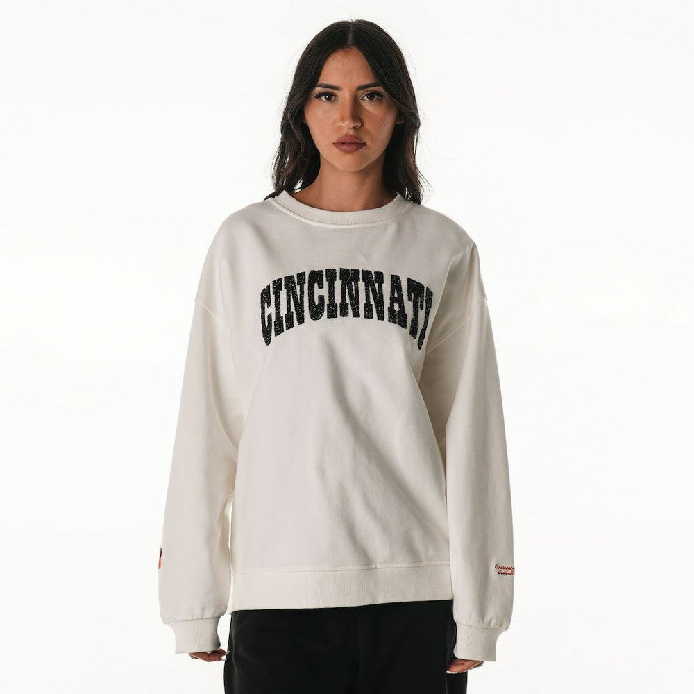 Cincinnati Bengals The Wild Collective Women's Rock Crystal Oversized Crewneck Sweatshirt - White outlet
