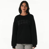 Detroit Lions The Wild Collective Women's Rock Crystal Oversized Crewneck Sweatshirt - Black on sale