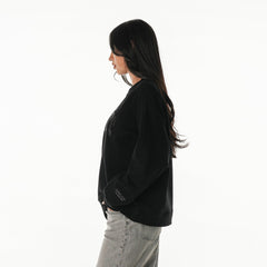 Detroit Lions The Wild Collective Women's Rock Crystal Oversized Crewneck Sweatshirt - Black on sale