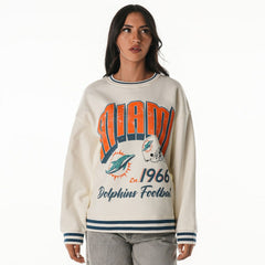 Miami Dolphins The Wild Collective Women's Oversized Vintage French Terry Sweatshirt - Cream sale