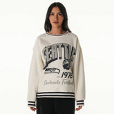 Seattle Seahawks The Wild Collective Women's Oversized Vintage French Terry Sweatshirt - Cream outlet