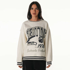 Seattle Seahawks The Wild Collective Women's Oversized Vintage French Terry Sweatshirt - Cream outlet