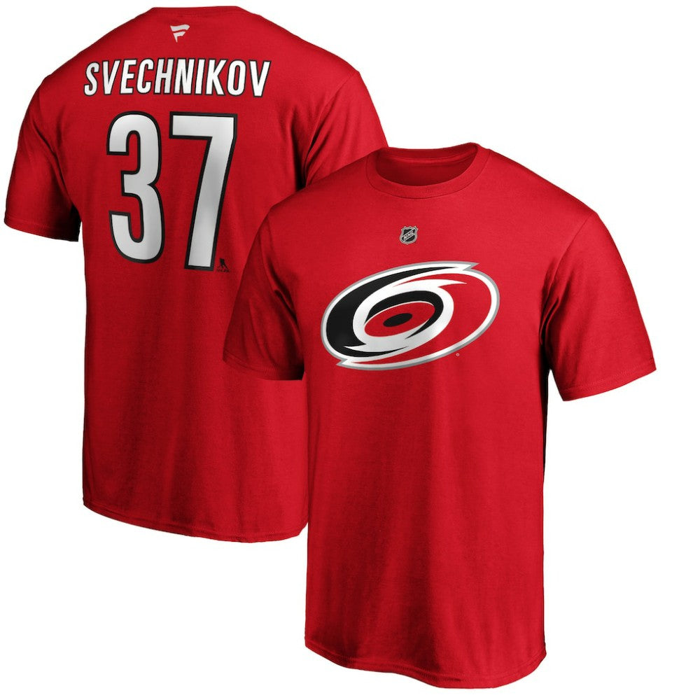Andrei Svechnikov Carolina Hurricanes Fanatics Authentic Stack Name & Number T-Shirt - Red T-shirts
