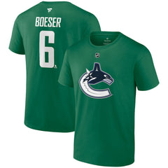 Brock Boeser Vancouver Canucks Fanatics Authentic Stack Name & Number T-Shirt - Green T-shirts