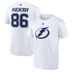 Nikita Kucherov Tampa Bay Lightning Fanatics Authentic Stack Name & Number T-Shirt - White T-shirts