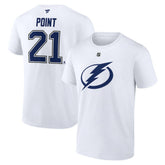 Brayden Point Tampa Bay Lightning Fanatics Authentic Stack Name & Number T-Shirt - White T-shirts