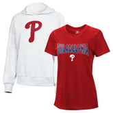 Philadelphia Phillies G-III 4Her by Carl Banks Women's T-Shirt and Hoodie Combo Pack Red/Bright Heather Ceramic