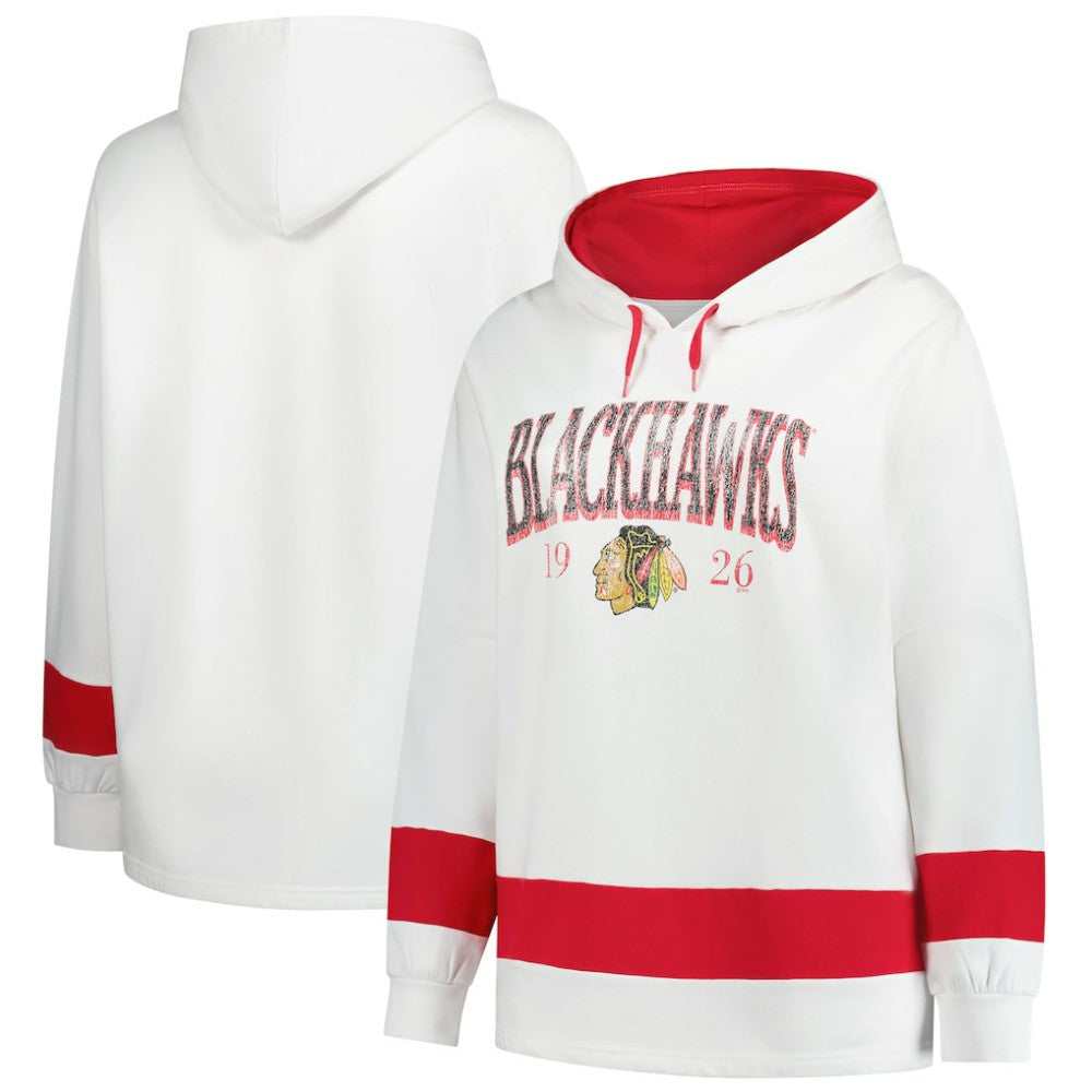 Chicago Blackhawks Profile Women's Plus Size Hoodie - White Hoodies