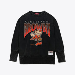 Cleveland Browns Women's Delineate Mineral Wash Crewneck Sweatshirt - Black online