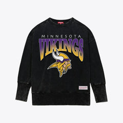 Minnesota Vikings Women's Delineate Mineral Wash Crewneck Sweatshirt - Black discount