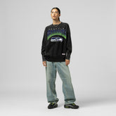 Seattle Seahawks Women's Delineate Mineral Wash Crewneck Sweatshirt - Black cheap