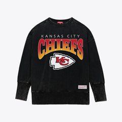Kansas City Chiefs Women's Delineate Mineral Wash Crewneck Sweatshirt - Black sale