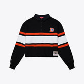 Denver Broncos Women's Throwback Cropped Long Sleeve Rugby Polo - Black sale