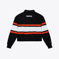 Denver Broncos Women's Throwback Cropped Long Sleeve Rugby Polo - Black sale