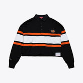 Cincinnati Bengals Women's Cropped Long Sleeve Rugby Polo - Black discount