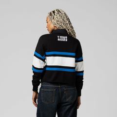 Detroit Lions Women's Cropped Long Sleeve Rugby Polo - Black on sale