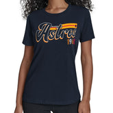 Houston Astros Starter Women's Groovy Script Team Fitted T-Shirt Navy
