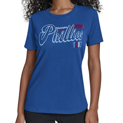 Philadelphia Phillies Starter Women's Groovy Script Team Fitted T-Shirt Royal