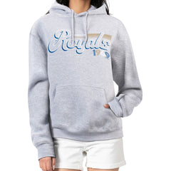Kansas City Royals Starter Women's Groovy Script Team Fleece Pullover Hoodie Gray
