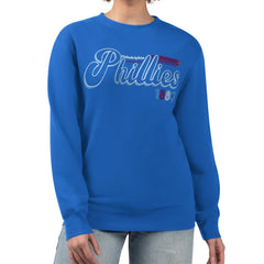 Philadelphia Phillies Starter Women's Groovy Script Team Fleece Pullover Sweatshirt Royal