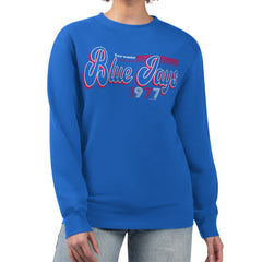 Toronto Blue Jays Starter Women's Groovy Script Team Fleece Pullover Sweatshirt Royal