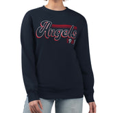 Los Angeles Angels Starter Women's Groovy Script Team Fleece Pullover Sweatshirt Navy