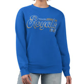 Kansas City Royals Starter Women's Groovy Script Team Fleece Pullover Sweatshirt Royal
