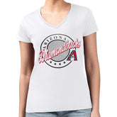 Arizona Diamondbacks G-III 4Her by Carl Banks Women's Super-Slim Fit Lightweight Pinstripe Circle V-Neck T-Shirt White