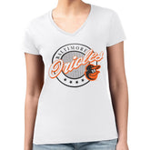 Baltimore Orioles G-III 4Her by Carl Banks Women's Super-Slim Fit Lightweight Pinstripe Circle V-Neck T-Shirt White